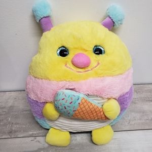 Hug me Round Plush Bunny holding Ice Cream Cones Colorful Stuffed Animal